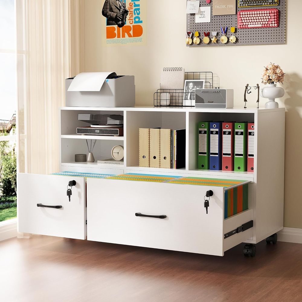 File Cabinet Lateral - 2 Drawer Mobile Lateral File Cabinet