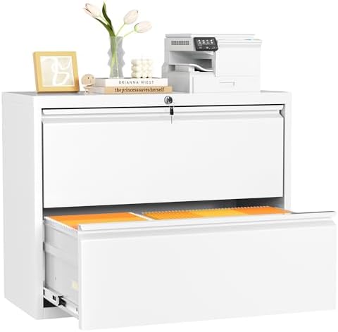 File Cabinet Lateral - 2 Drawer Lateral File Cabinet, White