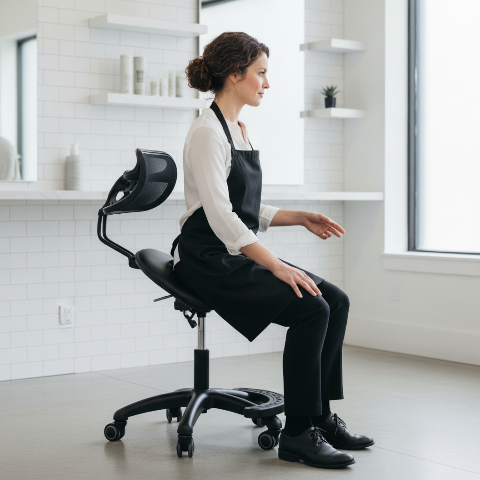 Office Furniture Commercial - Saddle Stool with Wheels Height-Adjustable Stool