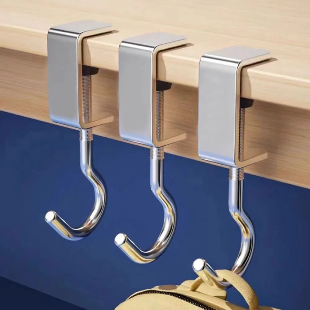 Office Furniture Installation - 1/2pcs 360° Rotatable Steel Table Hooks