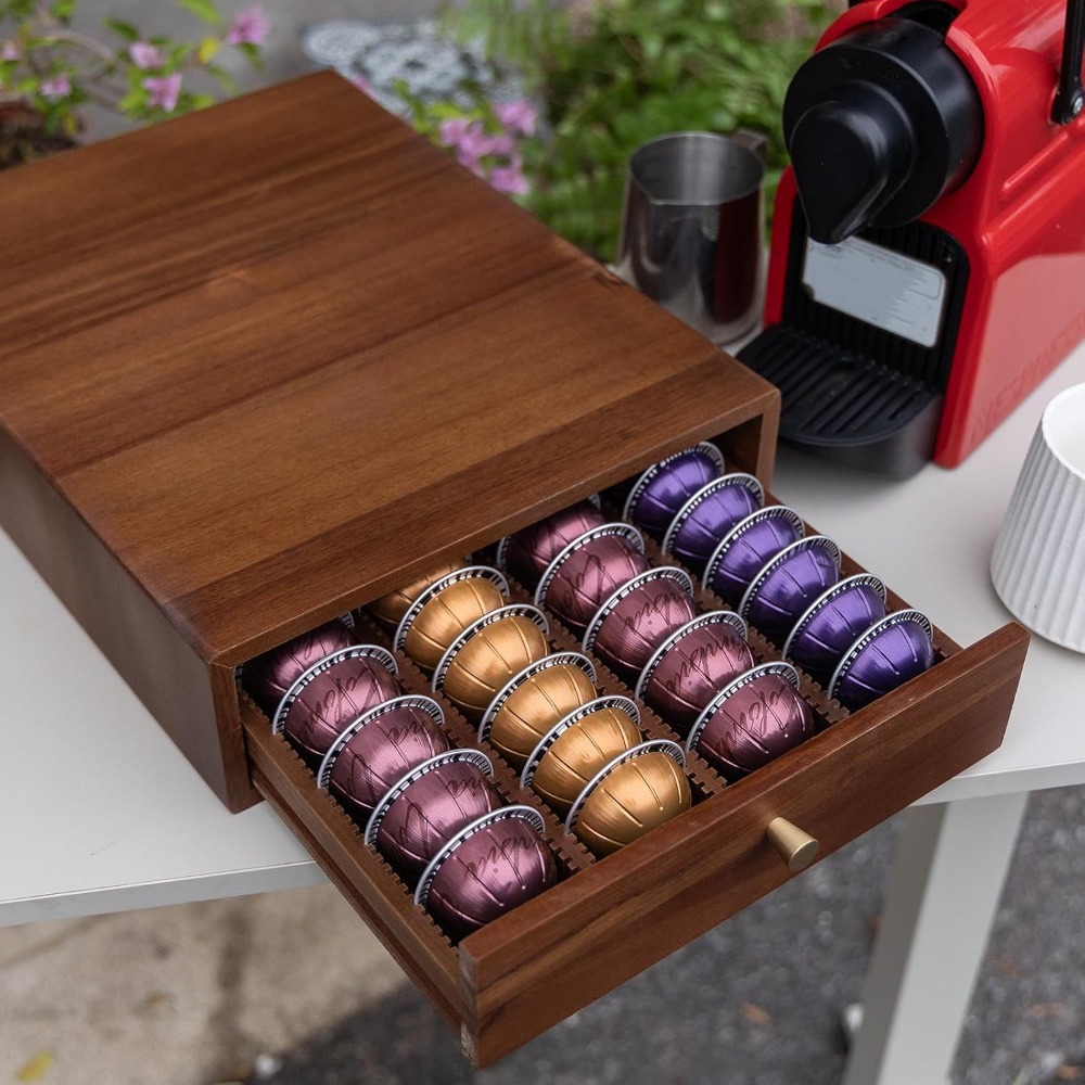 Acacia Wood Coffee Pod Drawer  – обзор и цена Drawer Organizer Tray