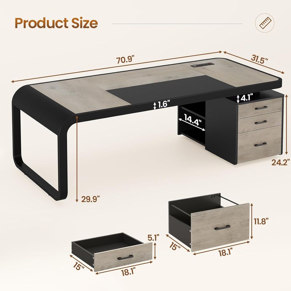 70.9 Large Gray Executive Desk – обзор и цена File Cabinet Lateral