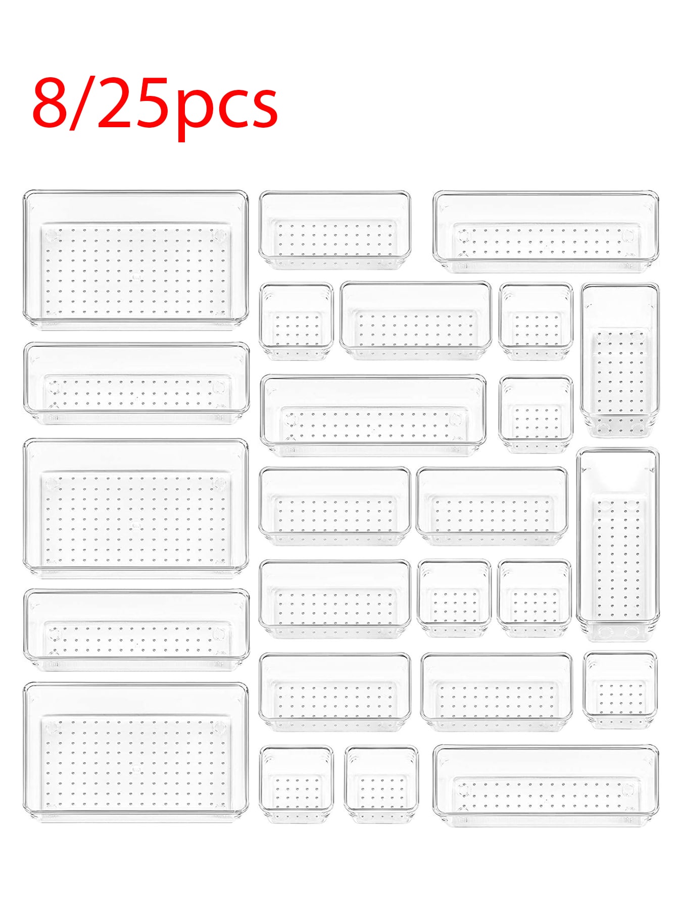 8/25 PCS Clear Plastic Drawer  – обзор и цена Drawer Organizer Tray