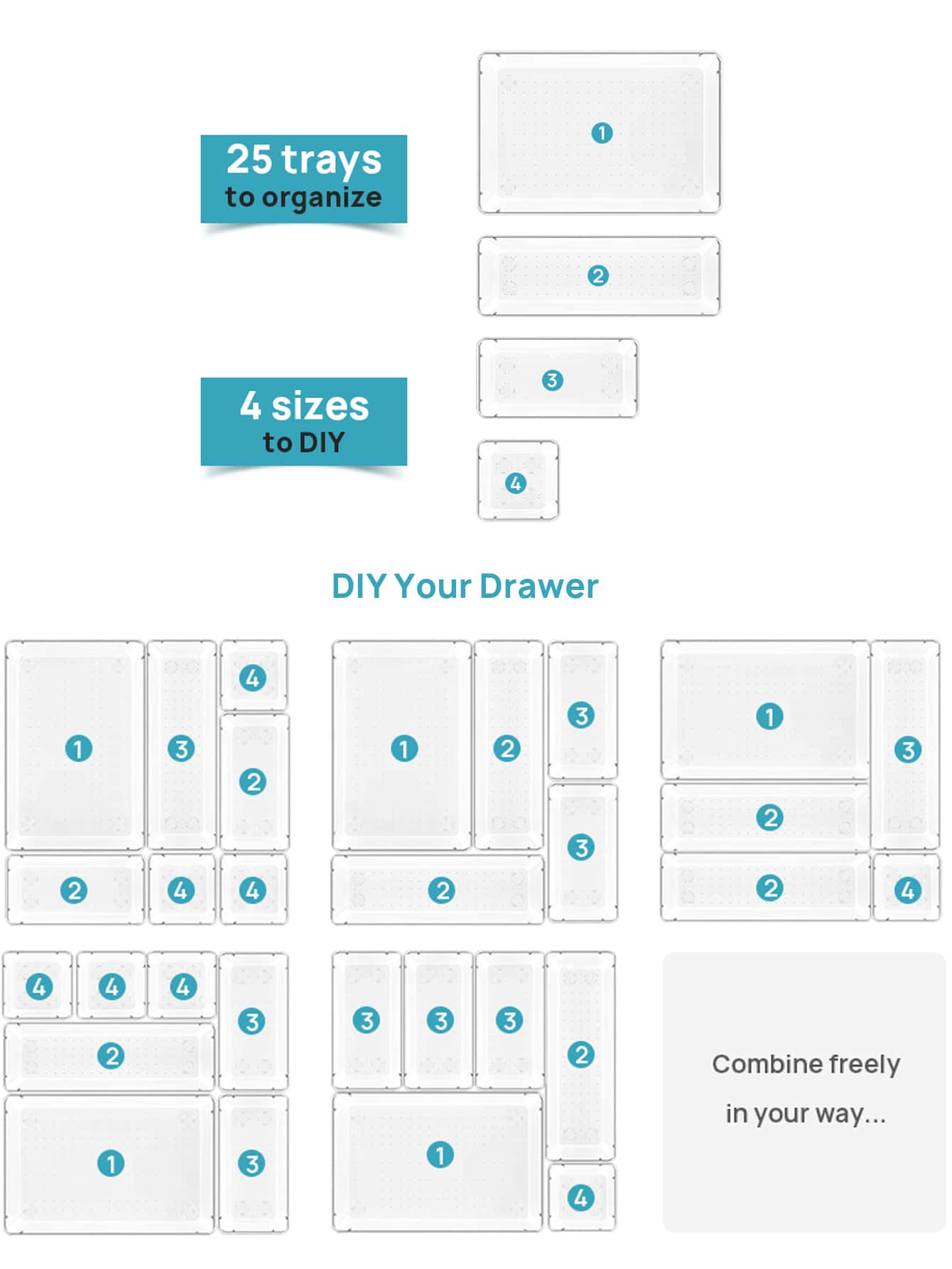 8/25 PCS Clear Plastic Drawer  – обзор и цена Drawer Organizer Tray
