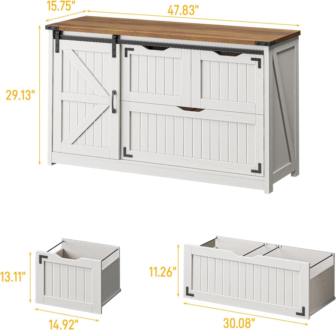 Off White 47.8 Inch Farmhouse  – обзор и цена File Cabinet Lateral