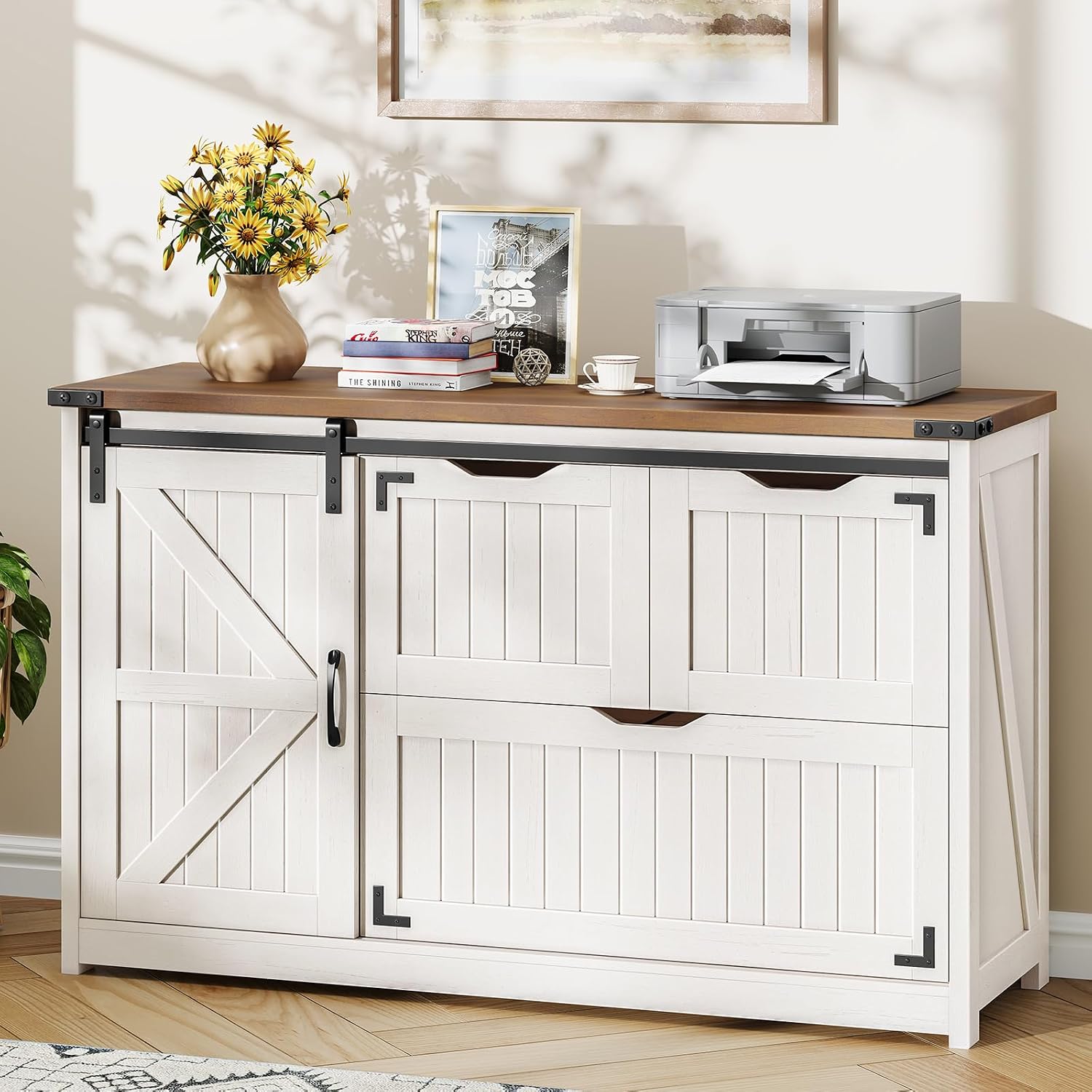Off White 47.8 Inch Farmhouse  – обзор и цена File Cabinet Lateral