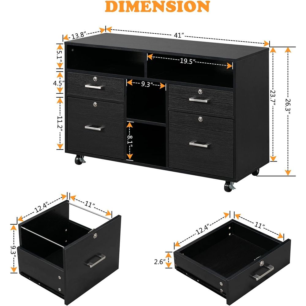 Wood Mobile File Cabinet with  – обзор и цена File Cabinet Lateral