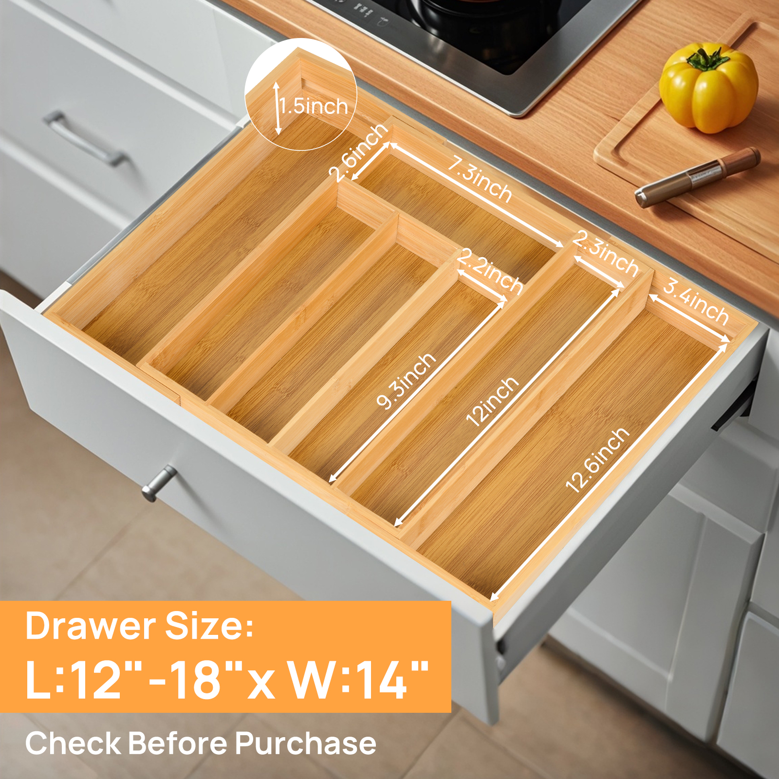 Bamboo Kitchen Drawer Organize – обзор и цена Drawer Organizer Tray